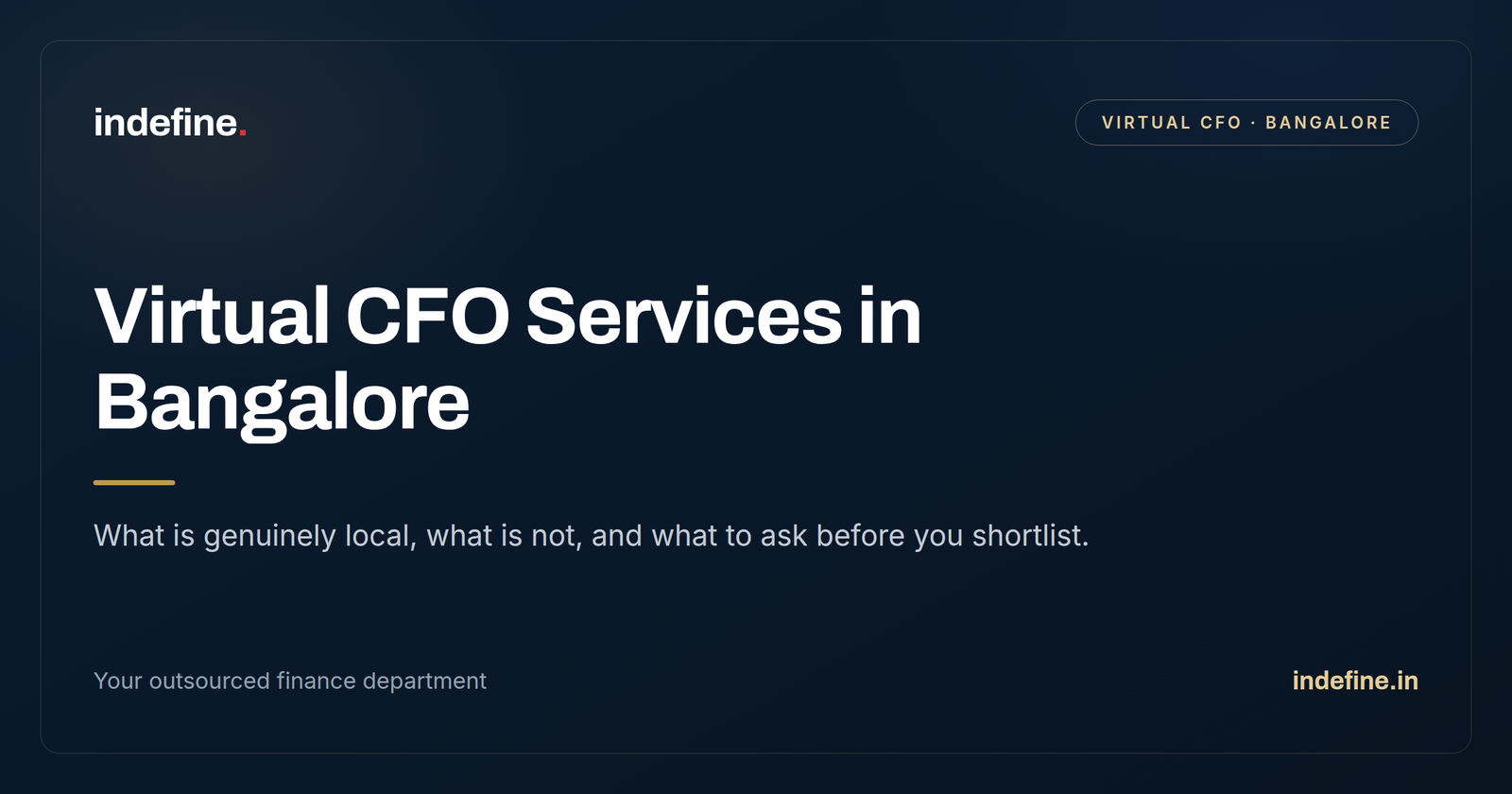 Virtual CFO Services in Bangalore: What Is Actually Local, and What Is Not