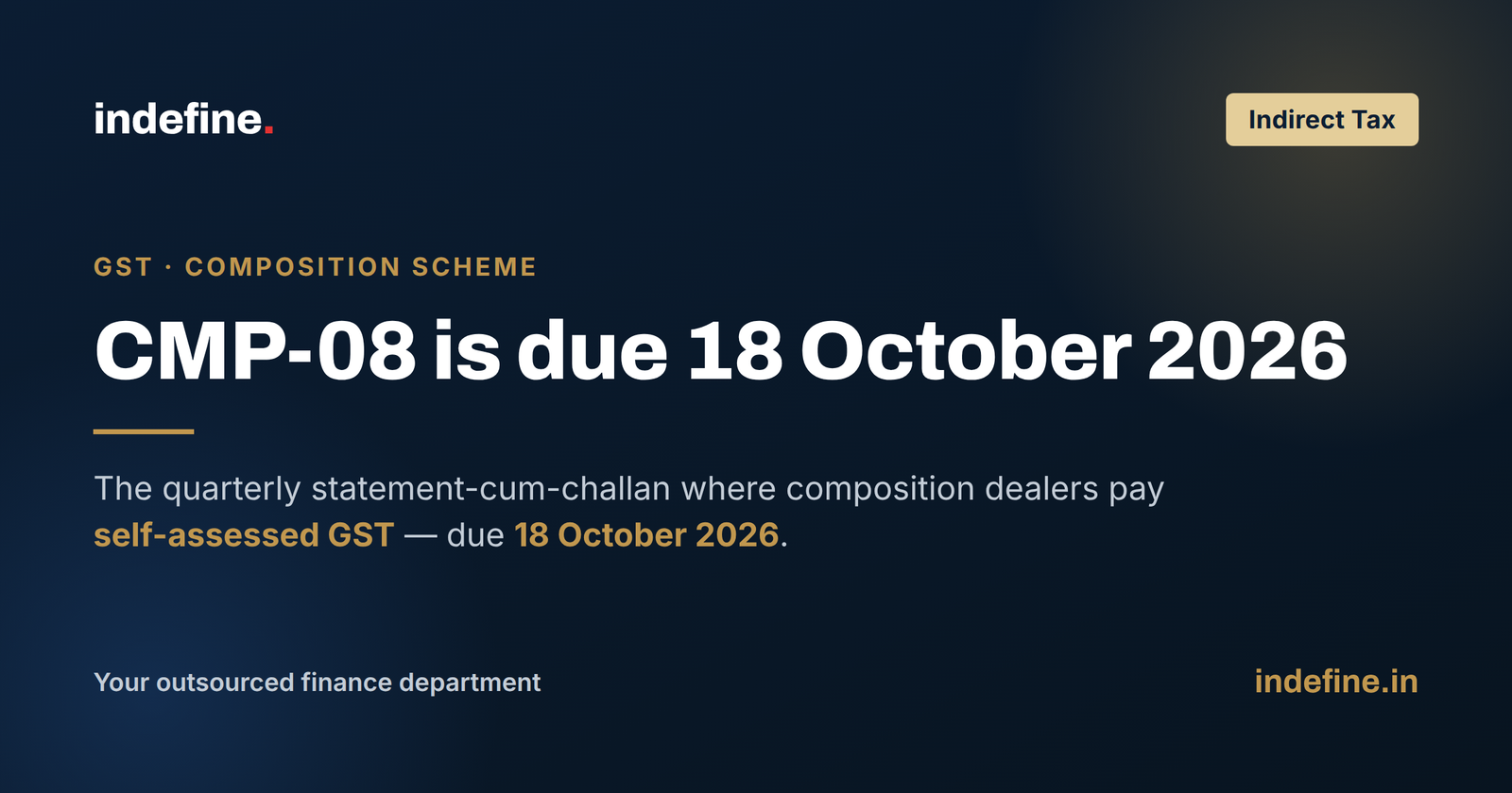 CMP-08 Due Date for July-September 2026: The Quarterly Statement Where Composition Dealers Pay Their GST