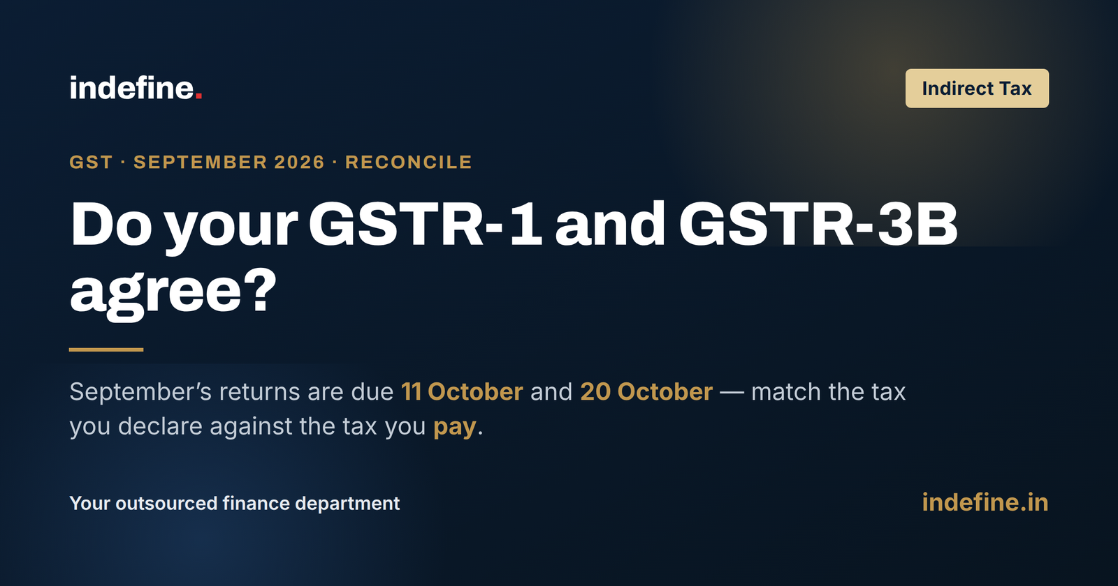 GSTR-1 and GSTR-3B Reconciliation for September 2026: Match Your Outward Tax Before You File