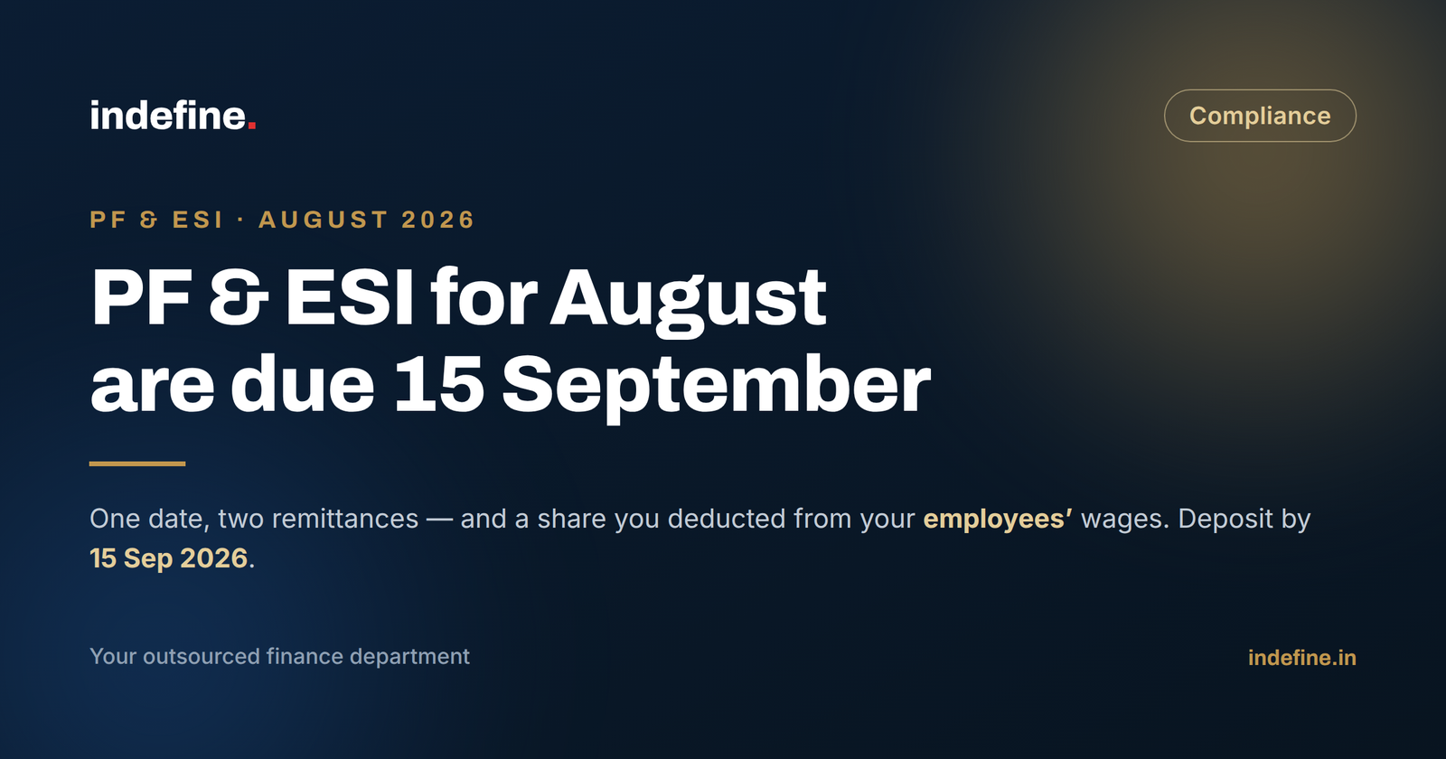 PF and ESI Due Date for August 2026: The Payroll Deadline That Falls on 15 September