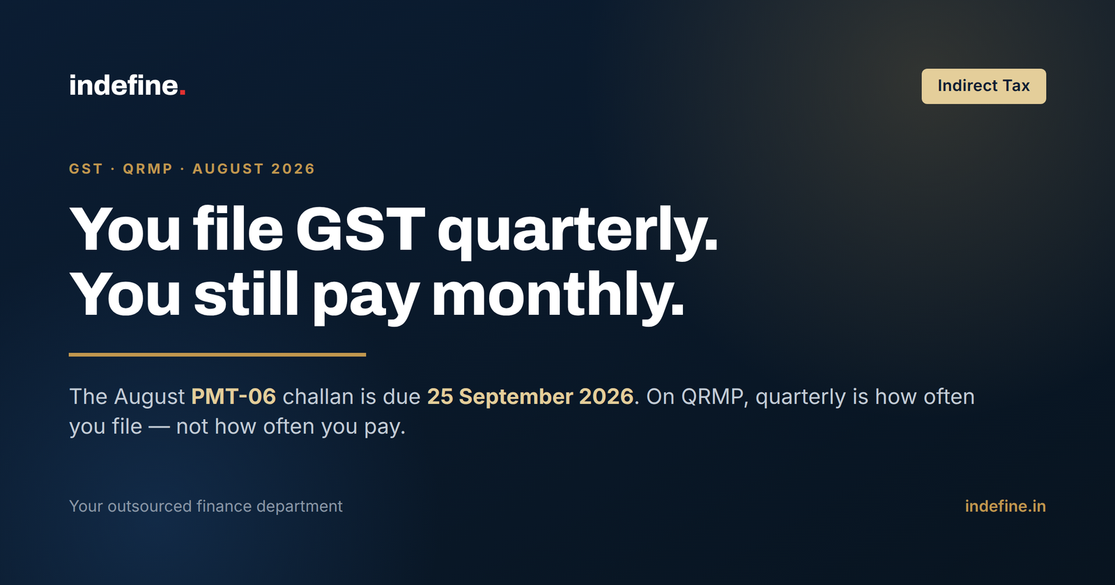 PMT-06 Due Date for August 2026: The GST You Pay Monthly Even When You File Quarterly