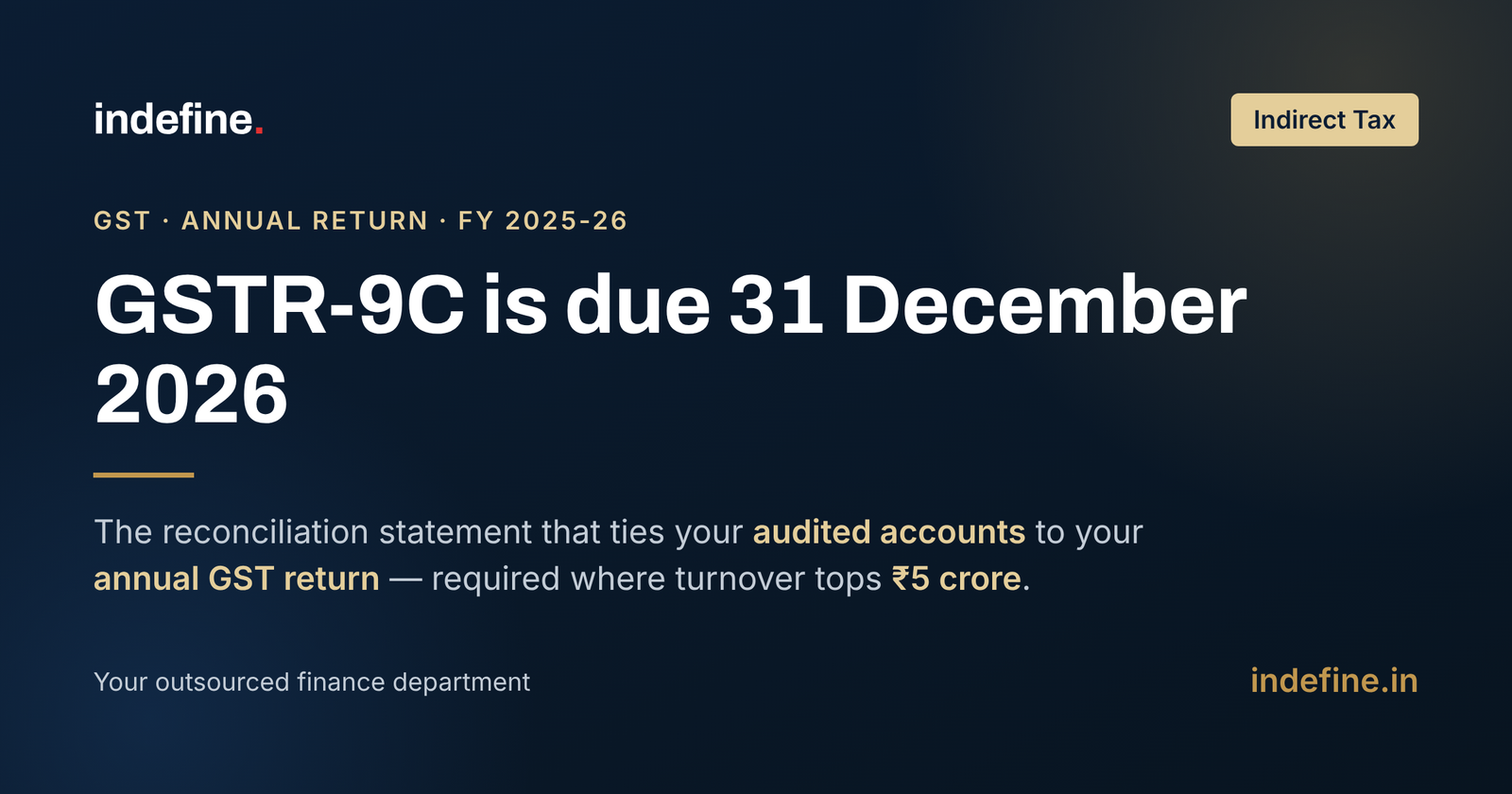 GSTR-9C Due Date for FY 2025-26: The Reconciliation Statement Where a Year’s GST Numbers Get Tied Back