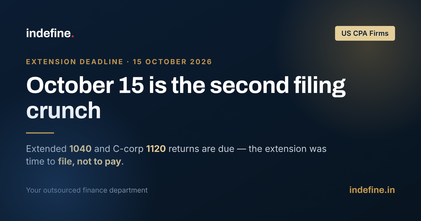 The October 15 Extension Deadline for CPA Firms: Clearing Extended 1040 and C-Corp 1120 Returns