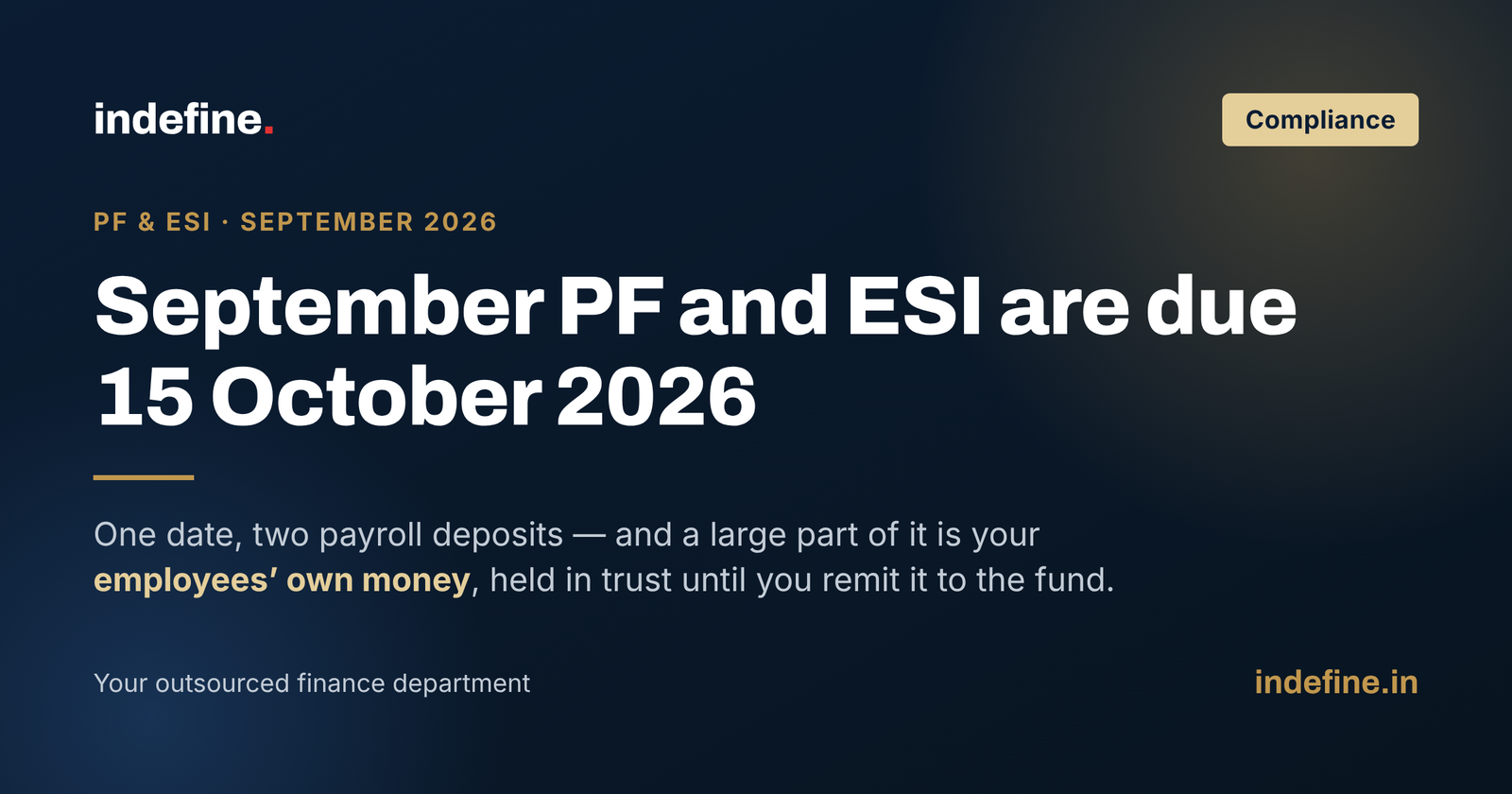 PF and ESI Due Date for September 2026: The 15 October Deadline the New Labour Codes Didn’t Move