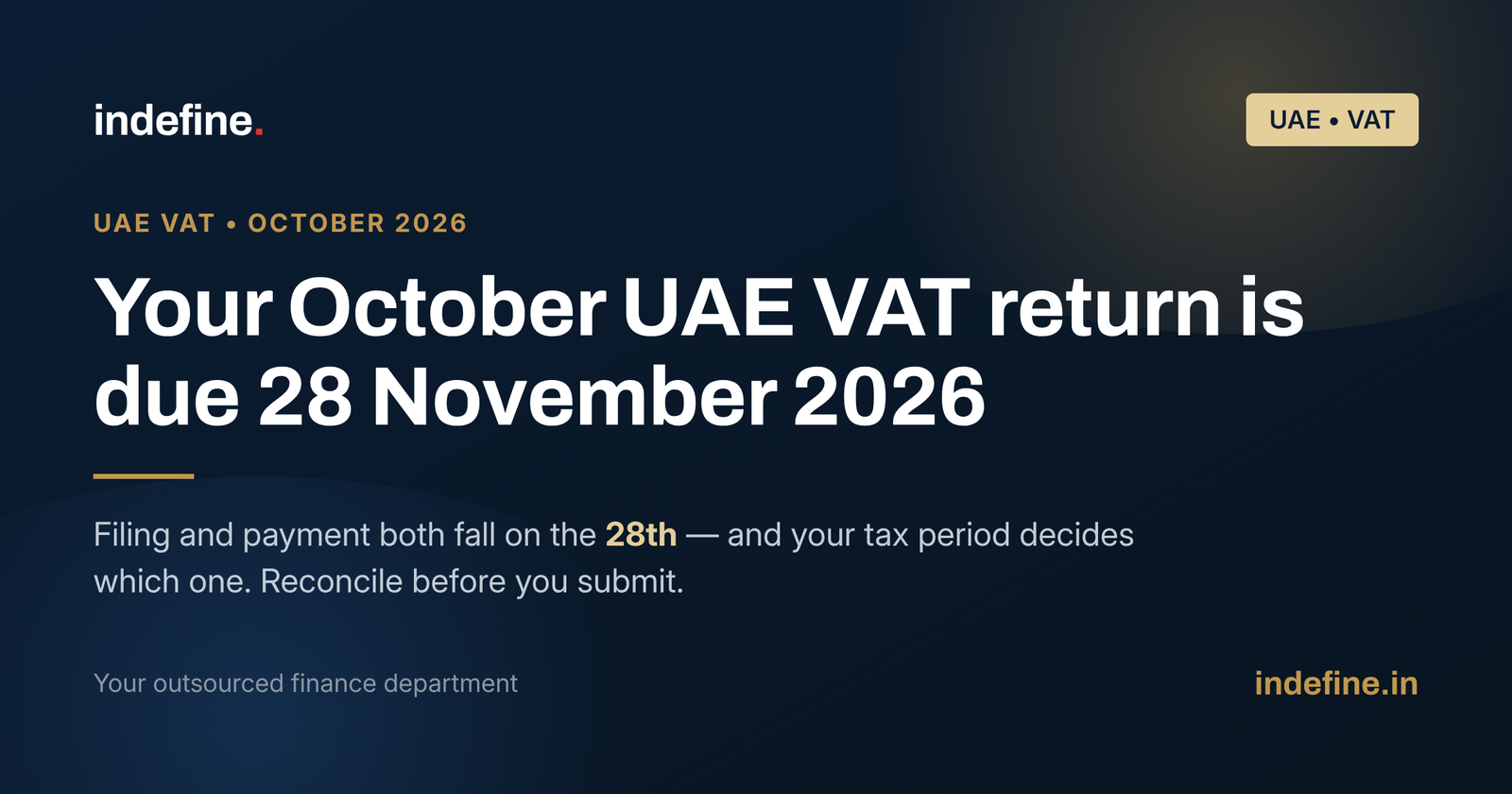 UAE VAT Return Due Date for October 2026: Which 28th Is Yours, and Why Filing Is Only Half the Job